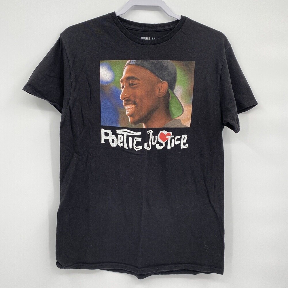 Ripple Junction Mens Round Neck Short Sleeve Poetic Justice T-Shirt Black Size M